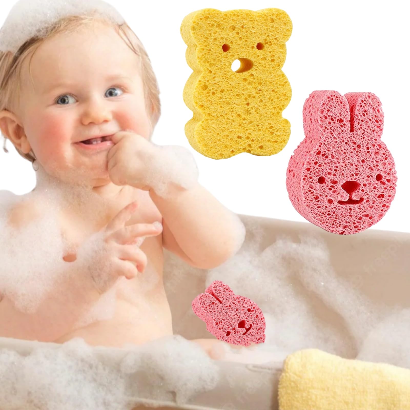 Esponjas Hidrófilas para Bebés,2pcs Esponja Baño Bebe Niños,Esponja para Baños,Esponja de Baño para Cuerpo,Esponja Ducha Bebe Infantil,Esponja Konjac para Baño del Bebé,Linda Forma