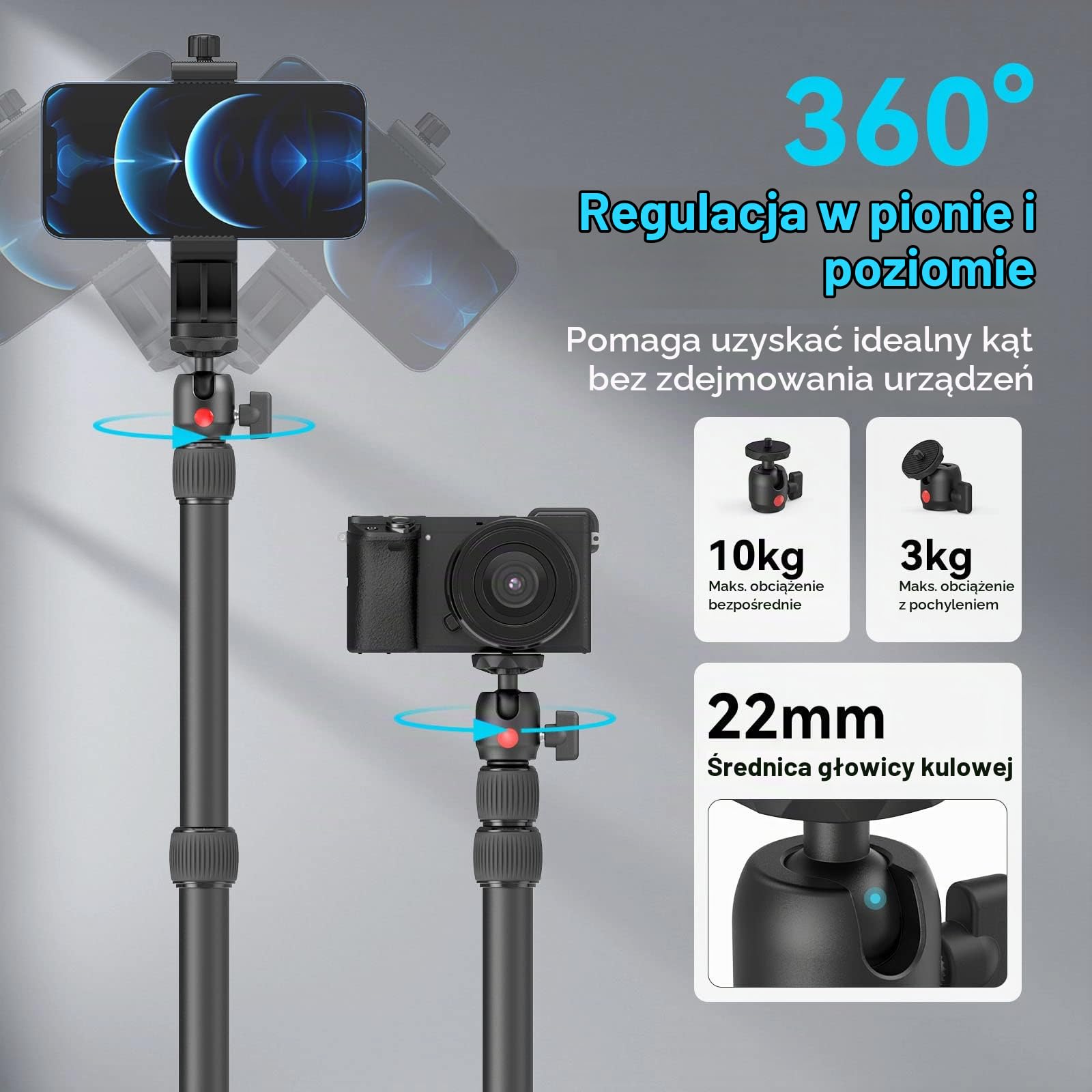 SMALLRIG Stolik do Montażu na Aparacie z Magicznym Ramieniem i GłOwicą Kulową 1/4", 33-99cm, Regulowany Stojak ŚWietlny, Zacisk StołOwy do Aparatu Dslr, Lampa PierśCieniowa, Transmisja na ŻYwo - 3992