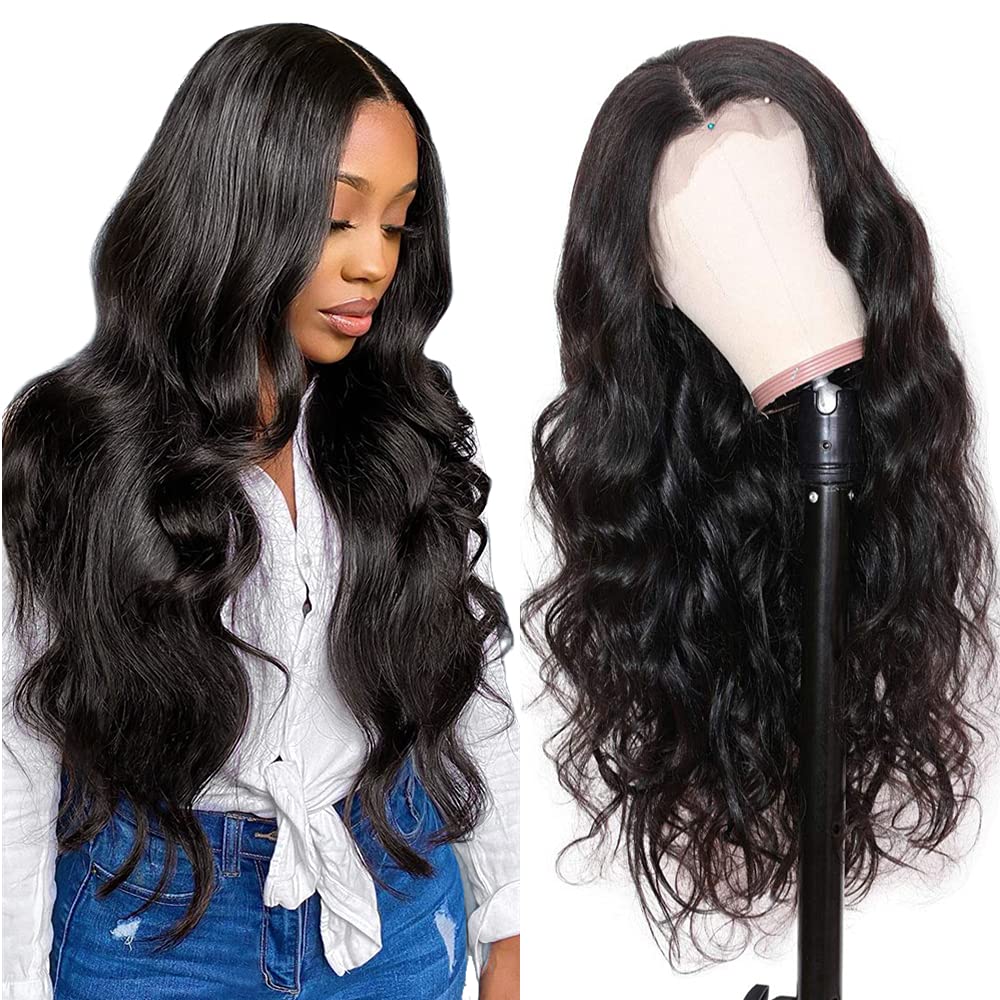 Photo 1 of 13x6 Body Wave Lace Front Wigs Human Hair 24 Inch 200 Density Body Wave Hd Transparent Lace Frontal Wigs Pre Plucked With Baby Hair Brazilian Body Wave Glueless Wig Natural Black for Women