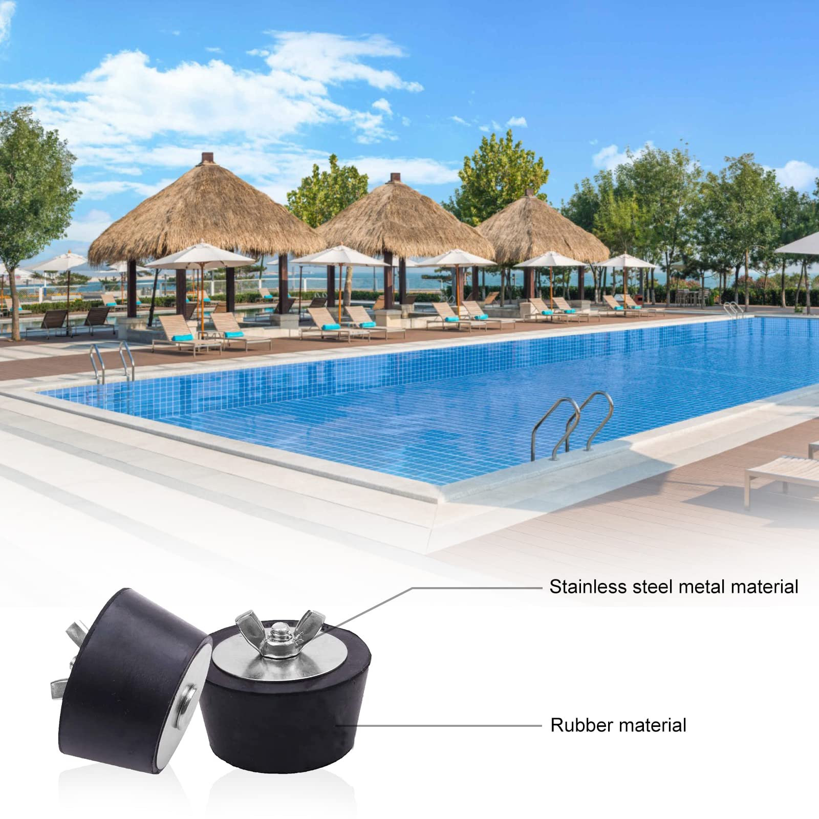 Inovra ® Essentiële Winterstoppen Voor Zwembadonderhoud, Set Van 3 Stuks Met Roestvrijstalen Bevestiging