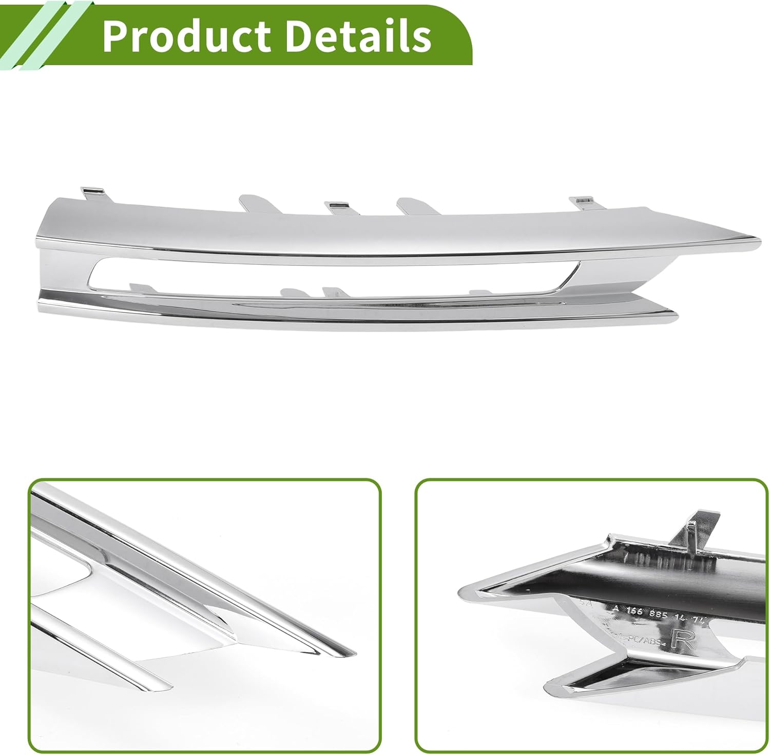 No.1668851474 Fog Light Grill for Mercedes-Benz ML350 2012-2015 Silver Tone Front Right Side Front Lower Bumper Fog Light Cover Inserts ABS 1 Pc - Image 5