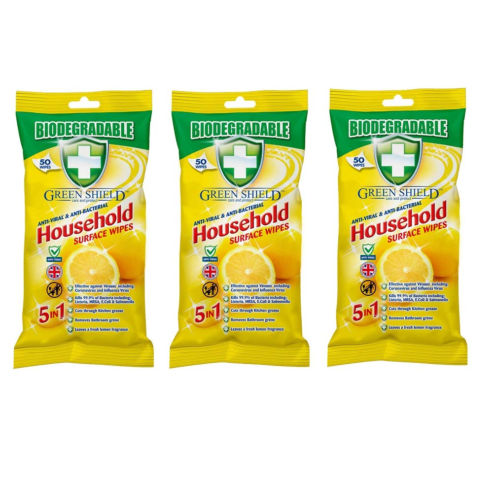 Greenshield Anti Bacterial Wipes 50's Pack of 3