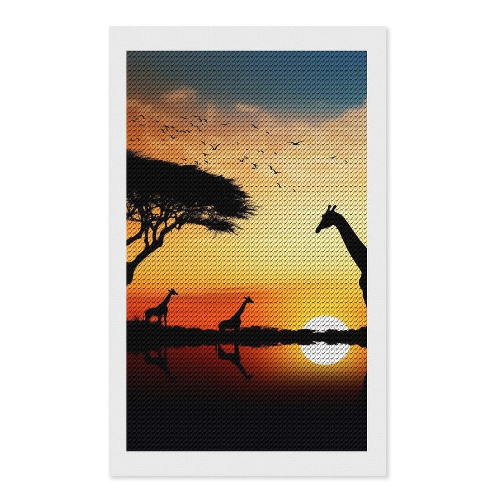 Giraffe Sunset Diamond Art Kits for Adults, DIY 5D Diamonds Painting Kits for Beginner, Round Full Drill Diamond Dots Painting, Diamonds Pictures Gem Art and Crafts Wall Decor 12"x20"