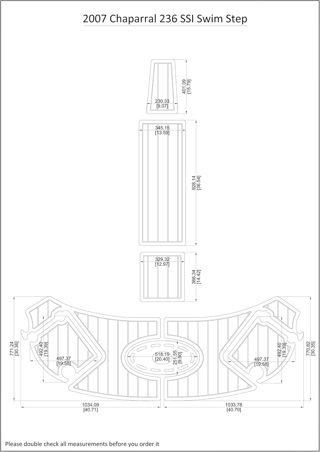 Boat EVA Faux Teak Decking Floor Compatible with 2007 Chaparral 236 SSI Swim Step