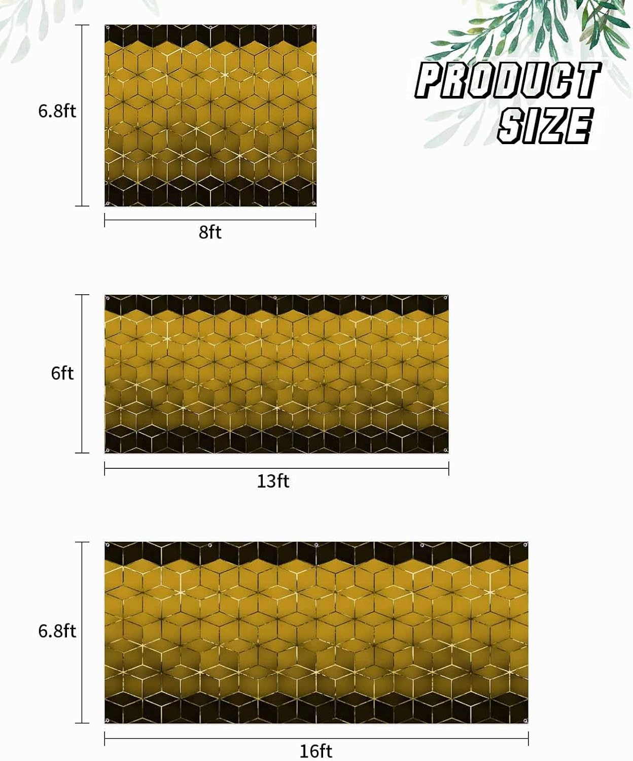 Garage Door Banner Modern Yellow Gradient Geometric Garage Door Decorations 7x16ft, Abstract Stereo Art Hanging Backdrop Wall Decoration for Outdoor Party Holiday Birthday Yard