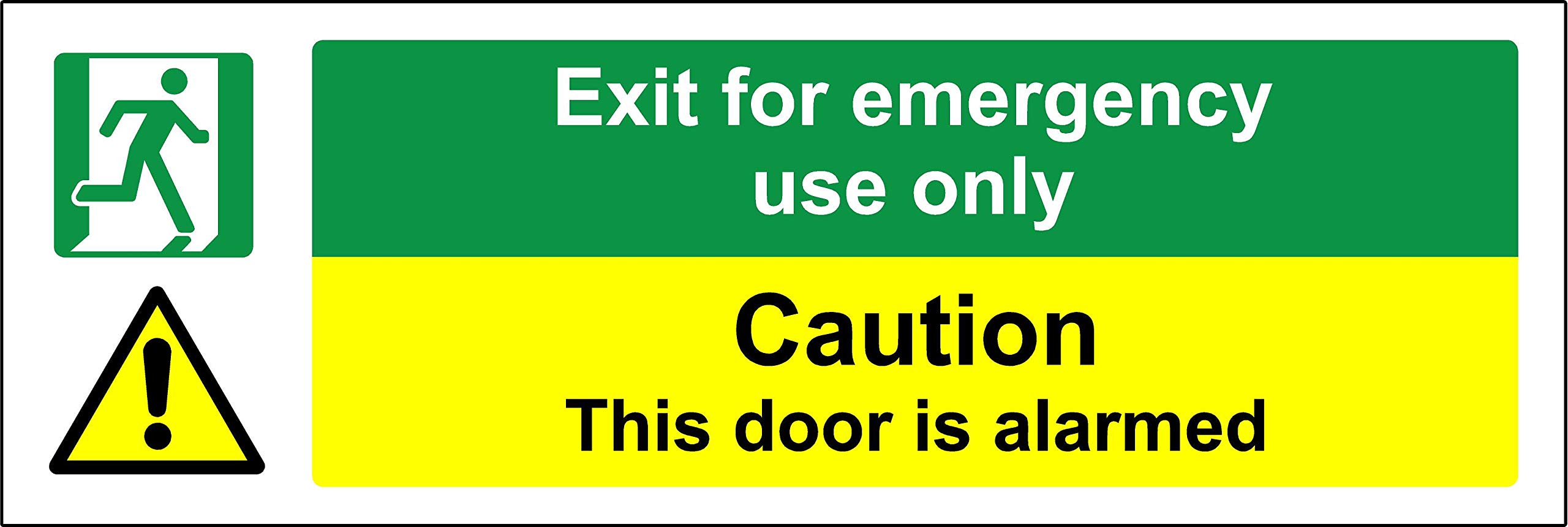 Kpcm Display Ltd Exit For Emergency Use Only Caution This Door Is Alarmed Safety - 1.2Mm Rigid Plastic 300Mm X 100Mm