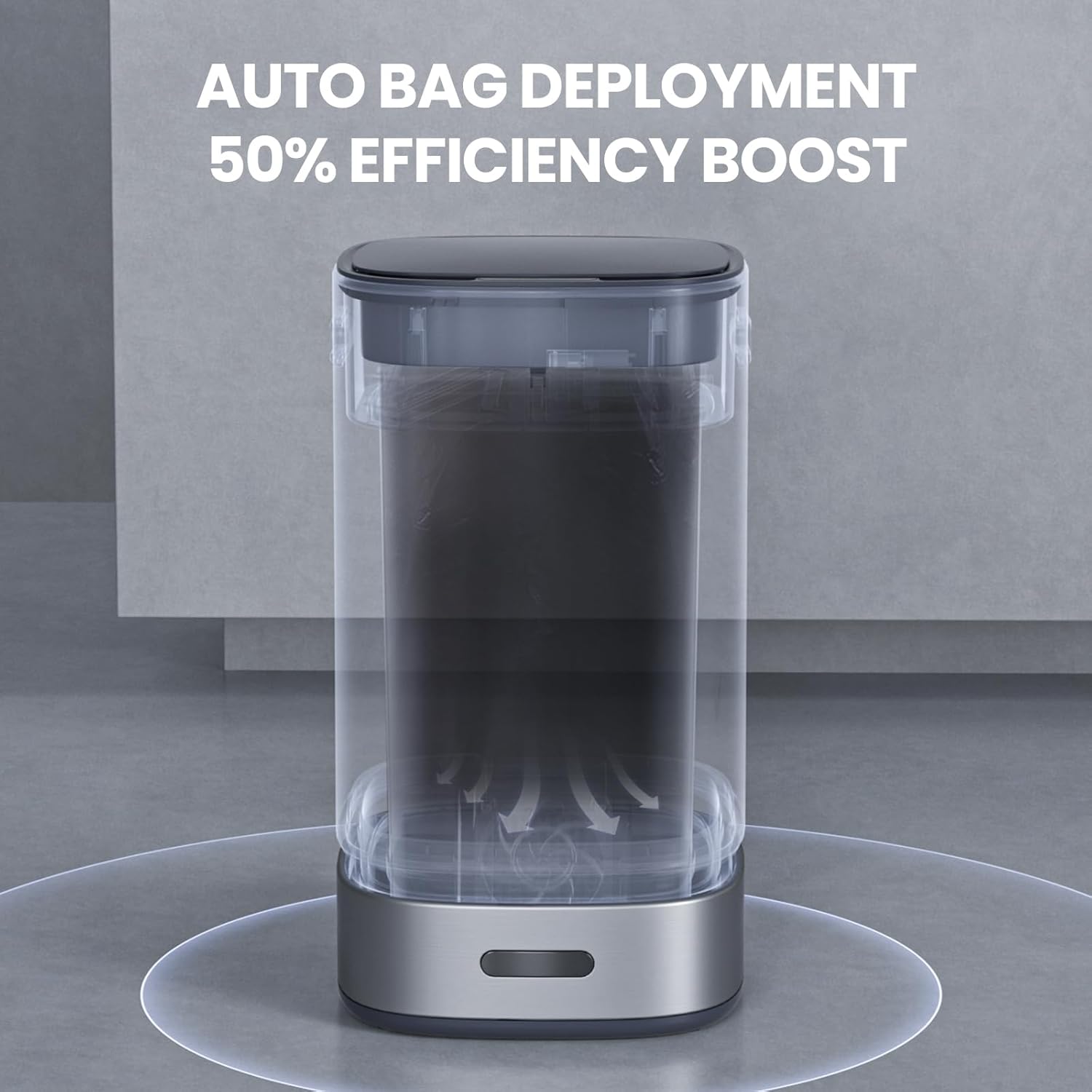 ELPHECO Self-Bagging Automatic Trash Can Stainless Steel 4 Gallon Sensor Trash Bin, Self-Sealing Dustbin, 15 Liter Garbage Can, Large Touchless Metal Trash Can for Home, Hotel, Office, Silver
