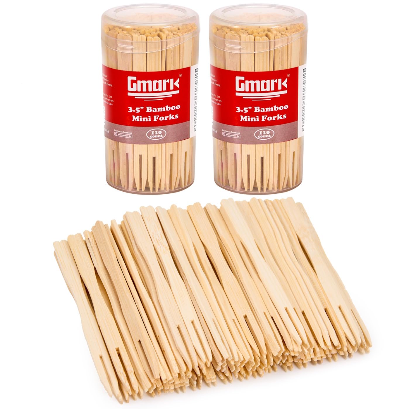 Gmark Premium Thick & Sturdy Natural Bamboo Double Prongs Mini Forks 3.5 Inch 110pc, Fruit Picks/Cocktail Forks/Party Forks/Buffet Forks/Cocktail Picks for Appetizer, Cocktail, Pastry GM1031A — Amazon image 11