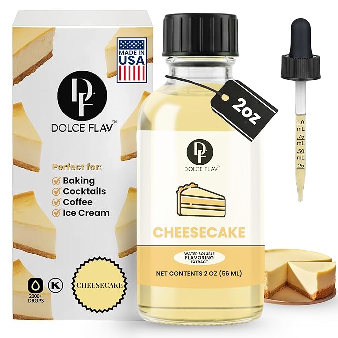 Dolce Flav Cheesecake Extract – 2 Ounce Water-Soluble Kosher, Sugar-Free,