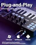KOKKO 25 Key MIDI Controller Keyboard, USB Powered Mini MIDI Keyboard with 8 Backlit Pads 8 Assignable Knobs, Built-in Arpeggiator for Music Production, Compatible with Cubase/FL Studio/Logic