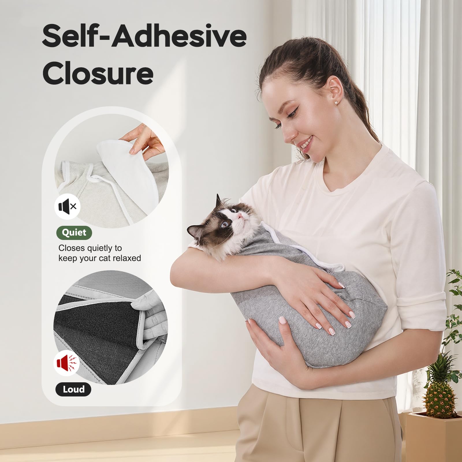 Envoltura para cortar uñas para gatos, bolsa de sujeción autoadhesiva para cortar uñas de gato, antiarañazos, envoltura de aseo para gatos, para medicamentos, líquidos SubQ, limpieza de oídos