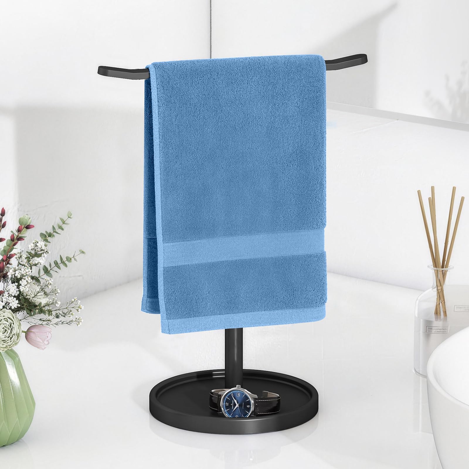 The STWWO Hand Towel Holder offers a stable, T-shaped design for convenient countertop towel storage.