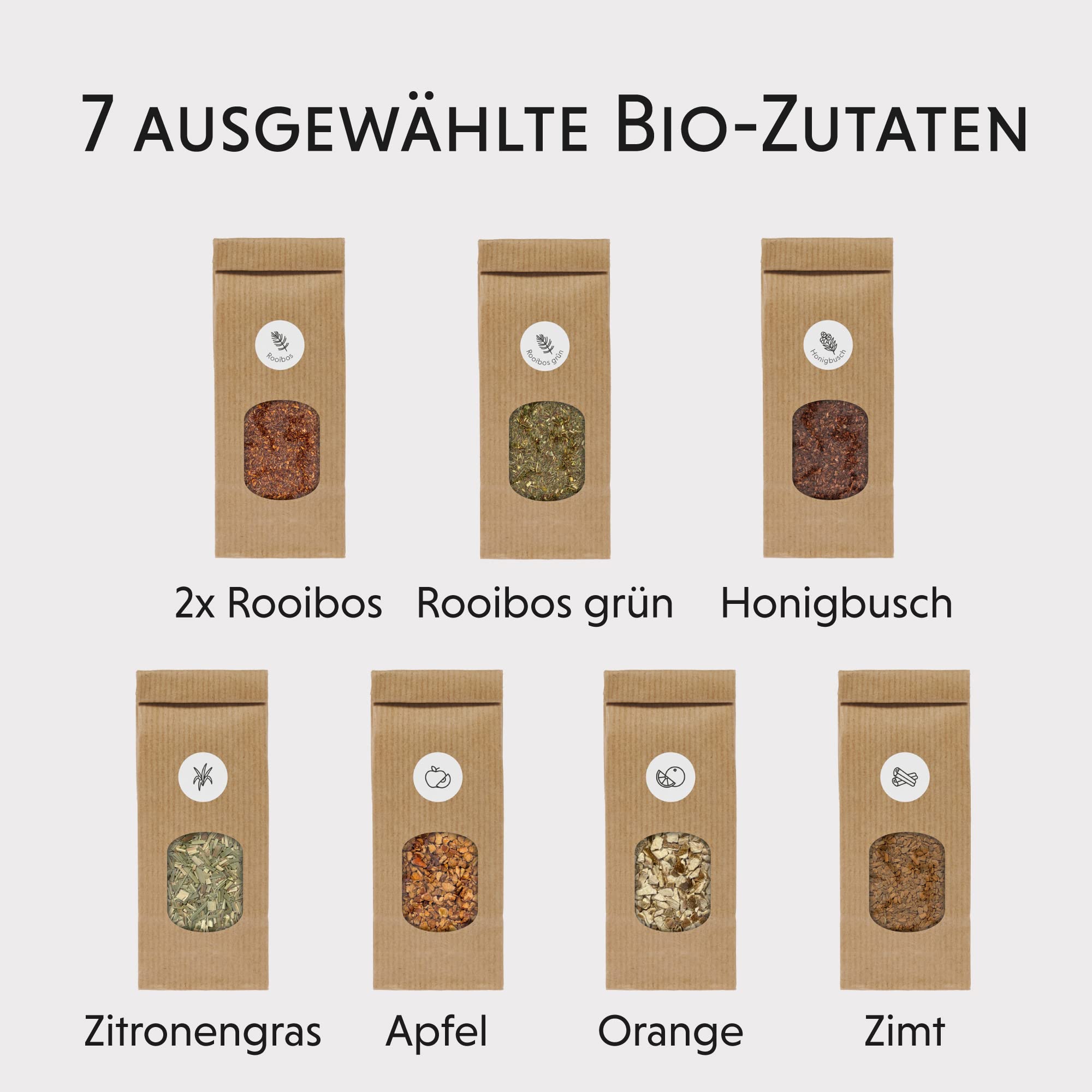 Tee Selber Mischen Set Geschenk mit Rooibostee - BIO Rooibos Tee Geschenkset mit 7 leckeren Tee-Sorten zum DIY Teemischung Selber Machen