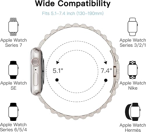 Miniatura 3 de Metal clásico compatible con Ultra Series 8 SE 7 6 5 4 3 2, acero inoxidable duradero para negocios para 1.732 in, 1.772 in, 1.929 in, 1.654 in