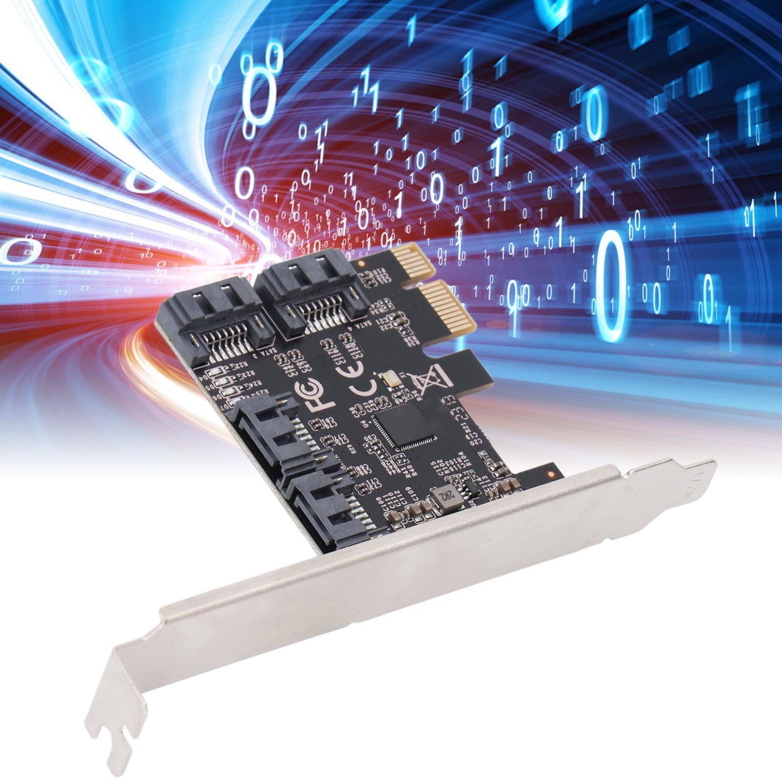 Carte D'extension PCI-E SATA 4 Ports PCI-E X1 vers SATA 3.0, Carte Contrôleur 6Gbps, Adaptateur PCI Express SATA3 Haute Vitesse pour Ordinateur de Bureau
