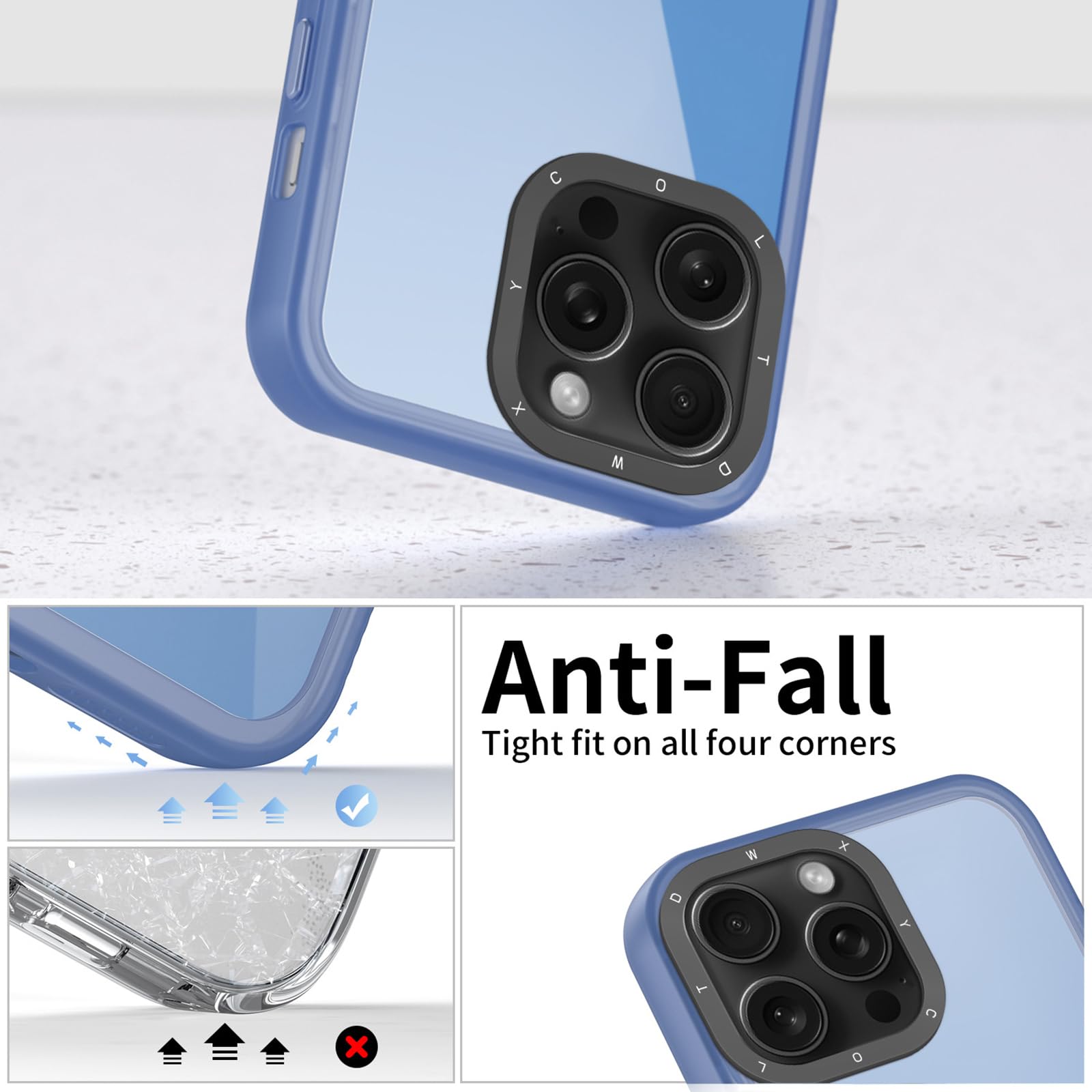 Funda Delgado para iPhone 15 Pro Max/15 Pro/15 Plus/15, Transparente PC Cubierta con Borde Suave De Silicona, Protección para Lentes Funda,Negro,15 Pro MAX