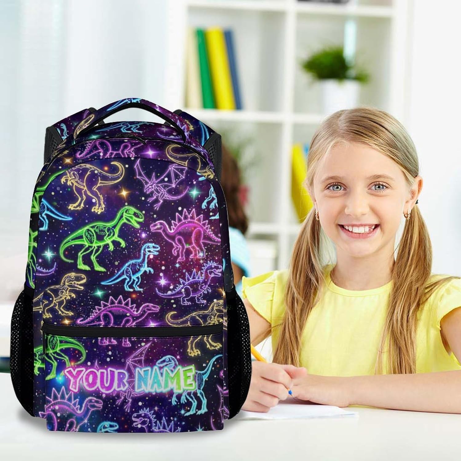 Custom Backpack for Boys - 17 Inch Kids Dinosaur Backpacks for Kindergarten - Cute Lightweight Durable School Bag for Elementary