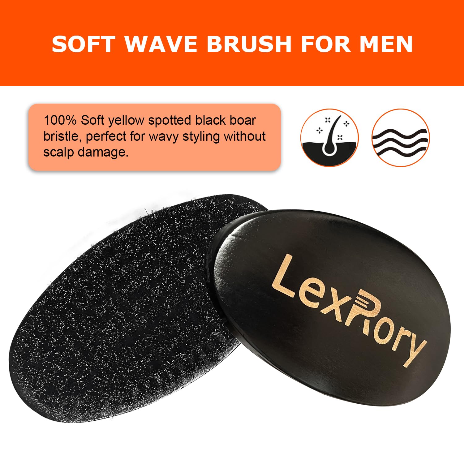 Amazon.com : Soft Wave Brush for Men 360 - LexRory Curved Boar