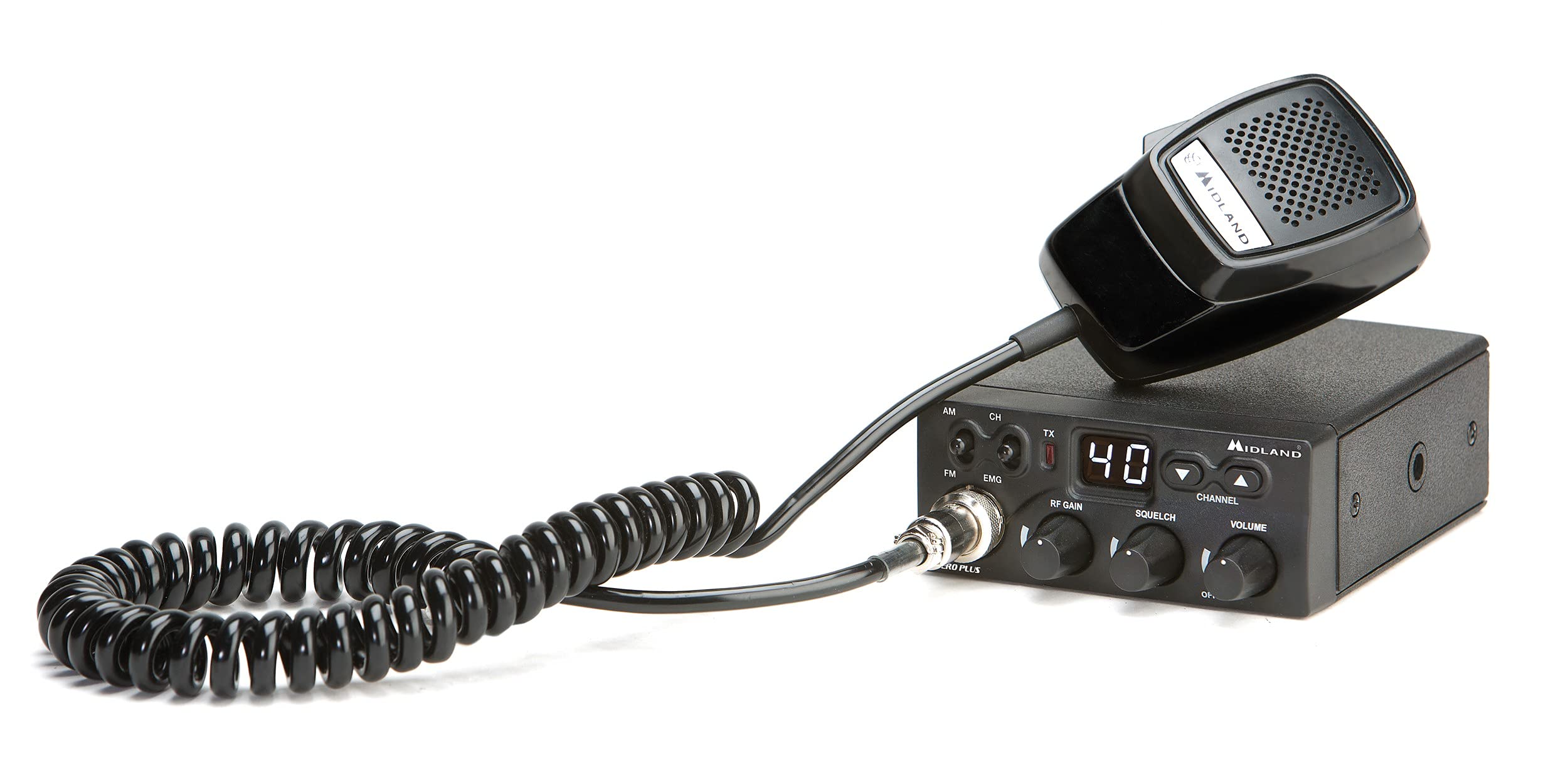 Midland C1169.01 M Zero Plus Cb Radio Ricetrasmittente Veicolare 40 Canali Am/Fm, Ricetrasmettitore con Microfono 4 Pin, 2 Bande, Controllo Squelch e Rf Gain, Grigio