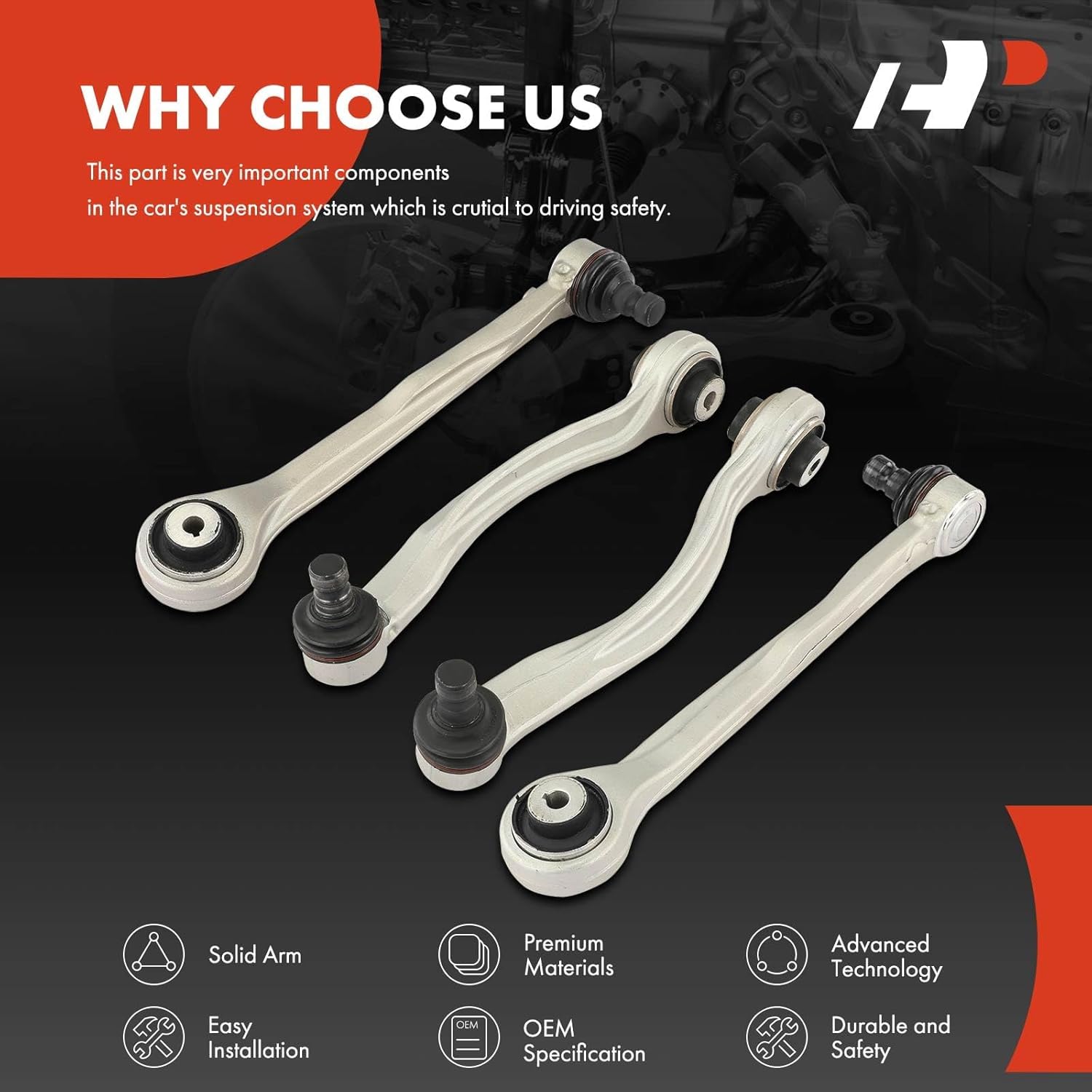 A-Premium Set of 4, Front Upper Forward and Rearward Control Arm, with Ball Joint & Bushing, Compatible with Audi Q5 2018-2022, Q7 2017-2022, SQ5 2018-2022 & Porsche Cayenne 2019-2020