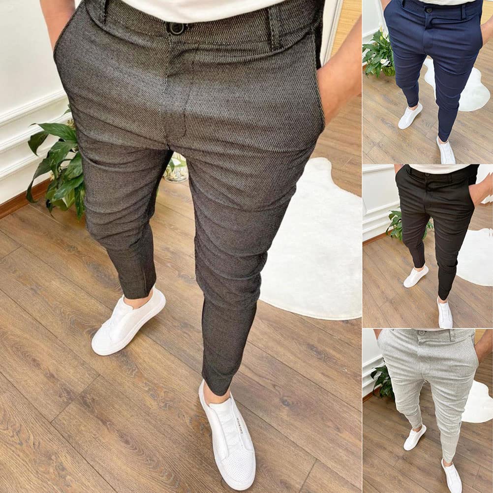 Hommes Chino Pantalon Slim Fit Stretch Pantalons Moulants Casual Élastique Pantalon Doux Business Skinny Pantalon Vintage Coupe Ajustée Pantalon avec Poches