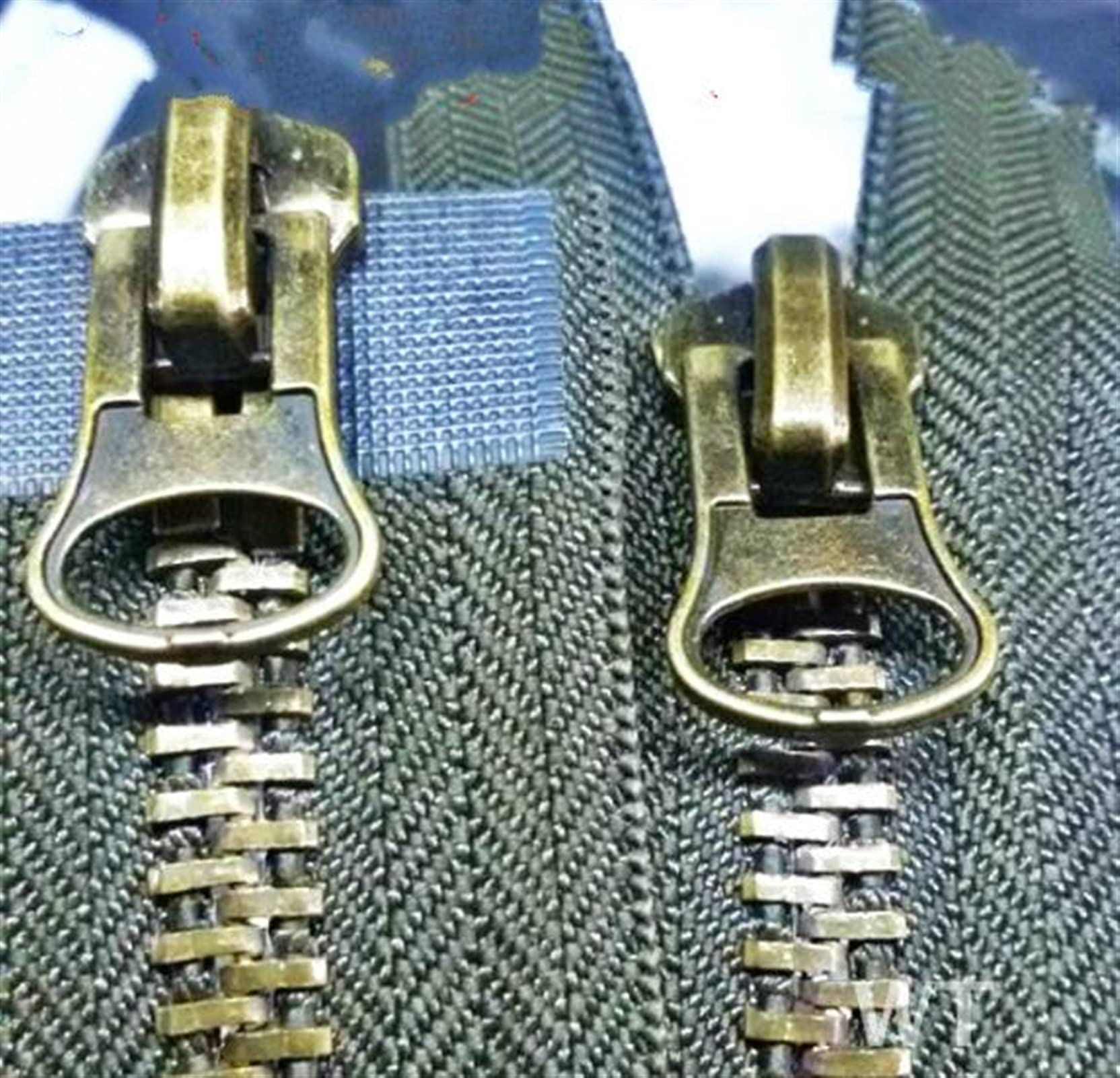 Lnanqing-Reißverschlüsse 8# 2pcs / Lot Vintage Bronze Reißverschluss Metall Double End Slider Schwarz Armee Grün Für Kleidung Nähzubehör, Vielseitig und langlebig