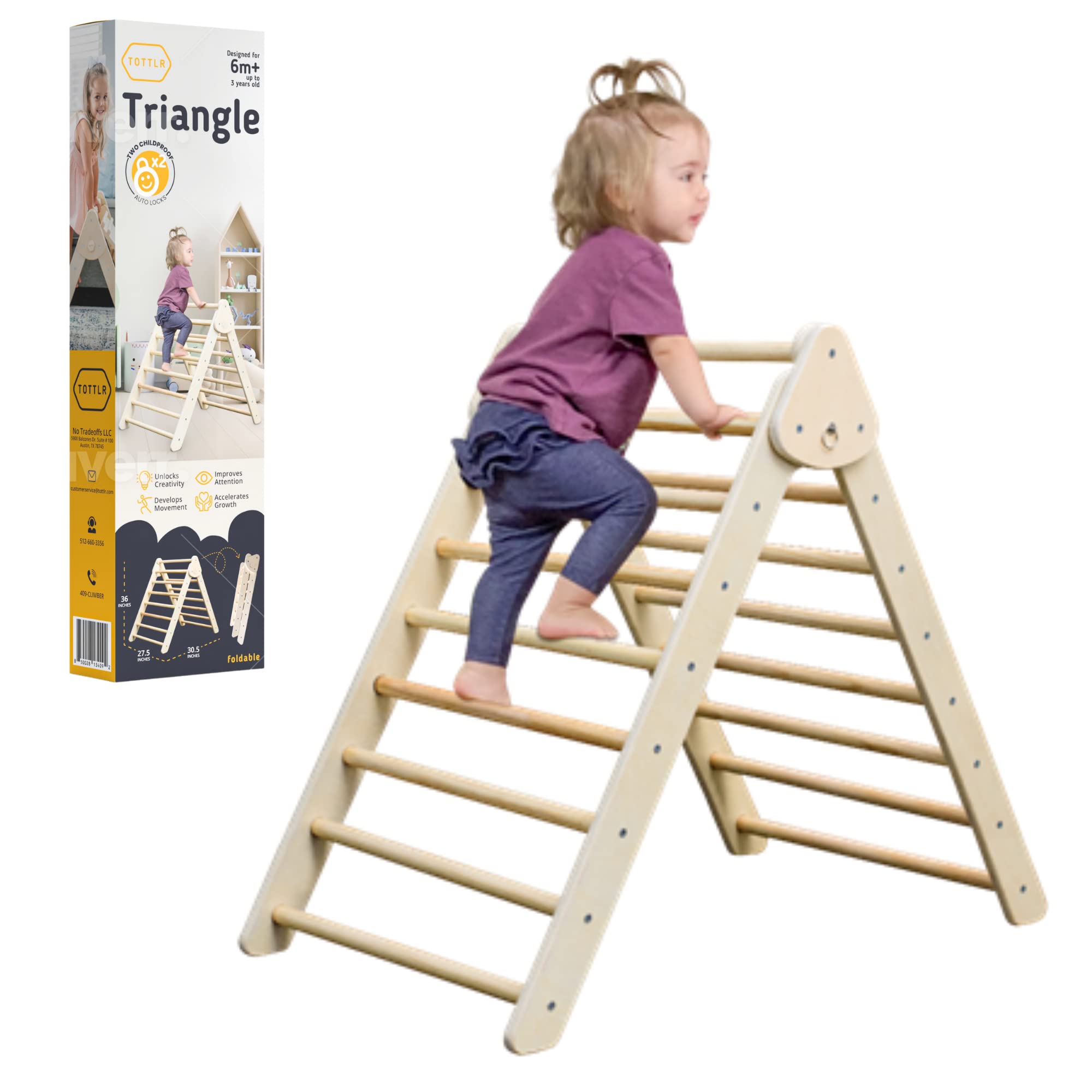 Tottlr Foldable Triangle Climber (Triangle Only) - Premium Packaging - Large - CPSIA Certified Safe 