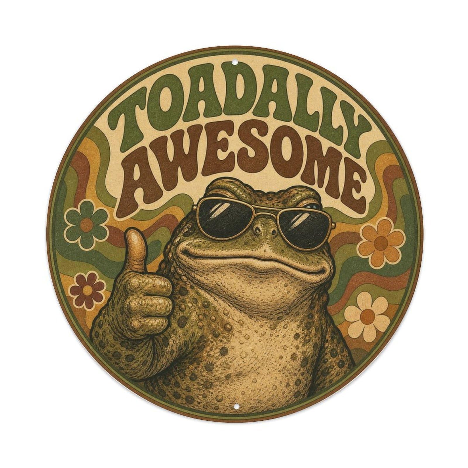 Okngb Style Toad Meme Humor Amphibian Sticker Vintage Classic Metal Tin Sign Plaque Wall Decor For Cafe, Man Cave, Club Bar, Office, Home Garden Round Metal Poster 8X8inch