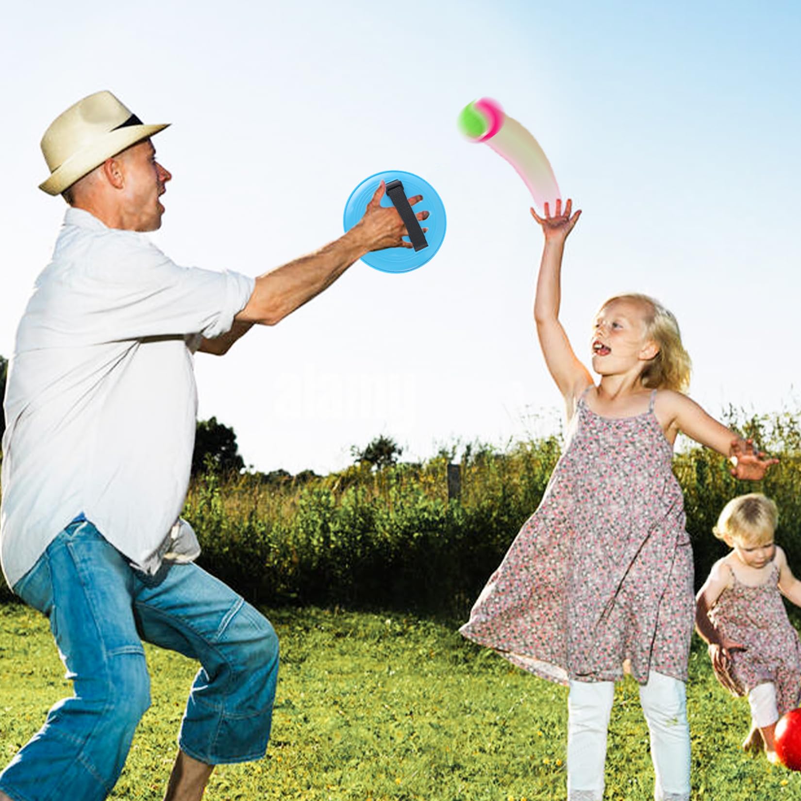 Klettballspiel Outdoor Für Kinder - 4 Fangscheiben + 4 Bälle