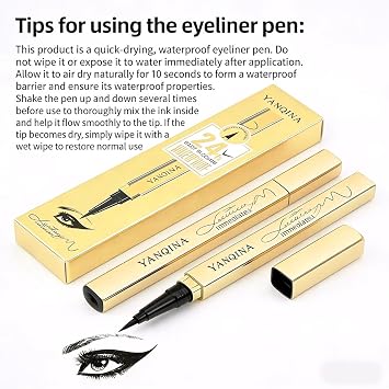YANQINA Waterproof Liquid Eyeliner - Smudge-Proof,Makeup Long-Lasting Eyeliner Pencil for Women-Black,Smooth,Quick-Drying