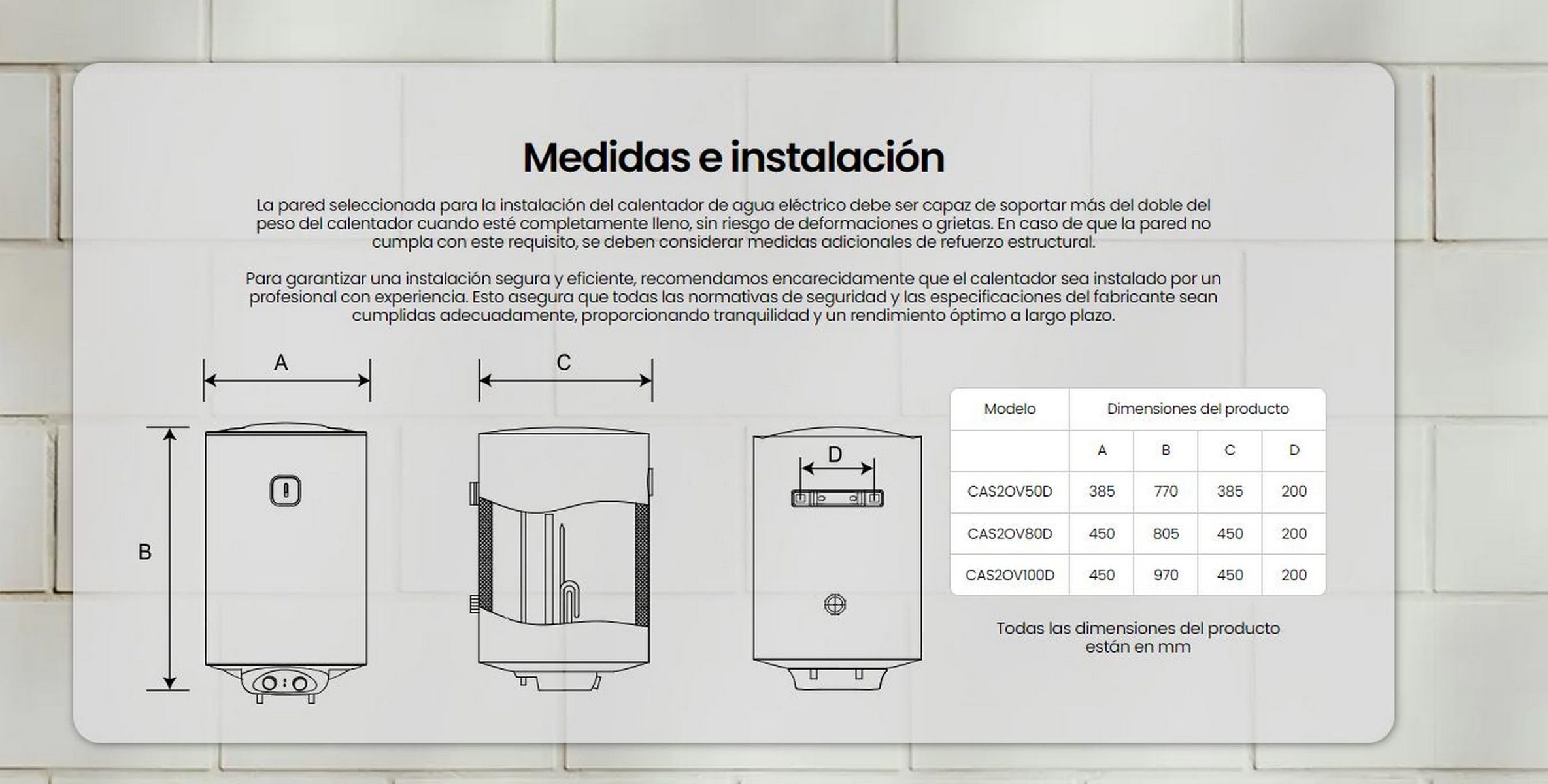 INFINITON Termo Electrico CAS20V80D, 80 Litros, Resistencias esmaltadas por aluminio SUS316L, Instalación en posición vertical, Selector de temporada climática, C