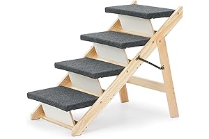 Mewang 4-Level Wooden Dog Stairs - Perfect for Tall Beds and Cars