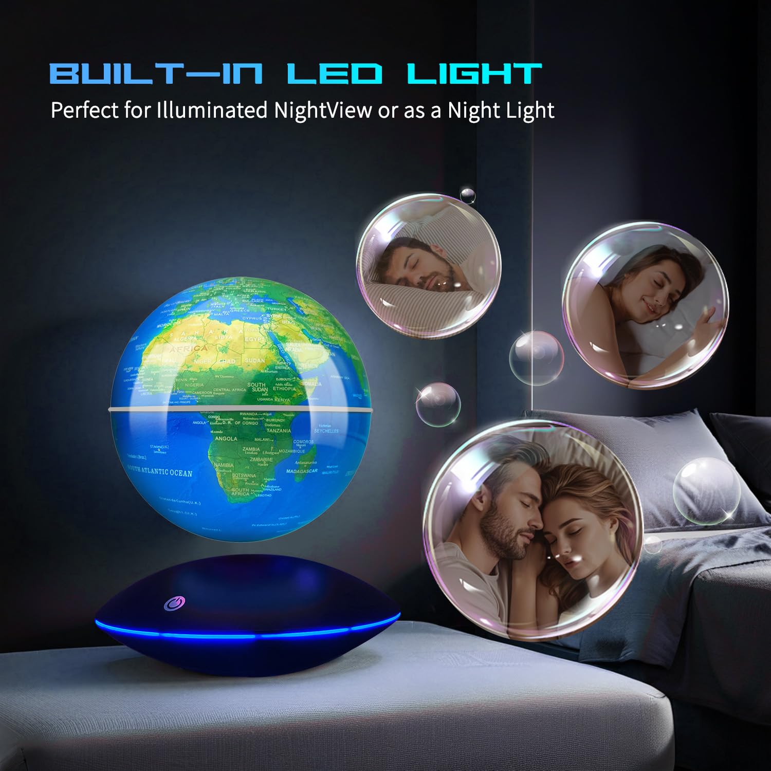 Globo magnetico levitante galleggiante, rotazione a 360°, mappamondo geografico per casa e ufficio, regalo cool tech per uomini, padri, mariti e ragazzi