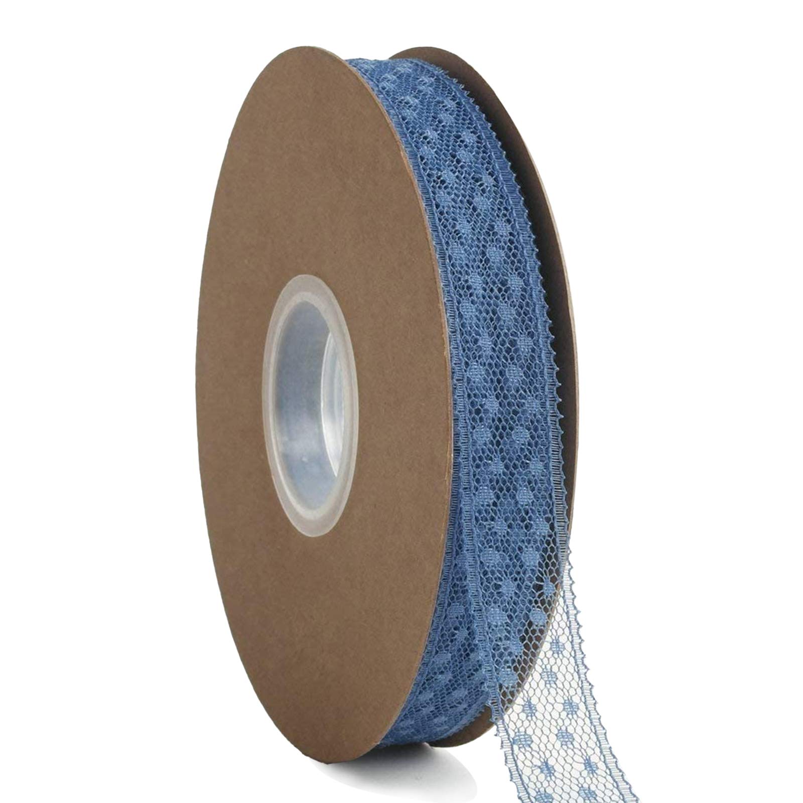 Newtrend Lace Ribbon Trim 50 Yards Each Roll 100% Polyester 3/4 inch(Blue)