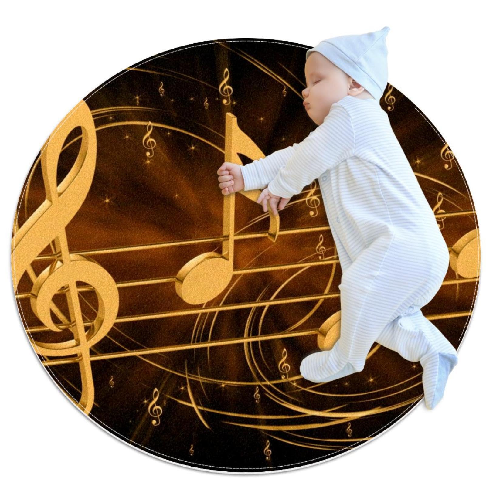 Tapis de bain imprimé note de musique dorée tapis de chambre 1m