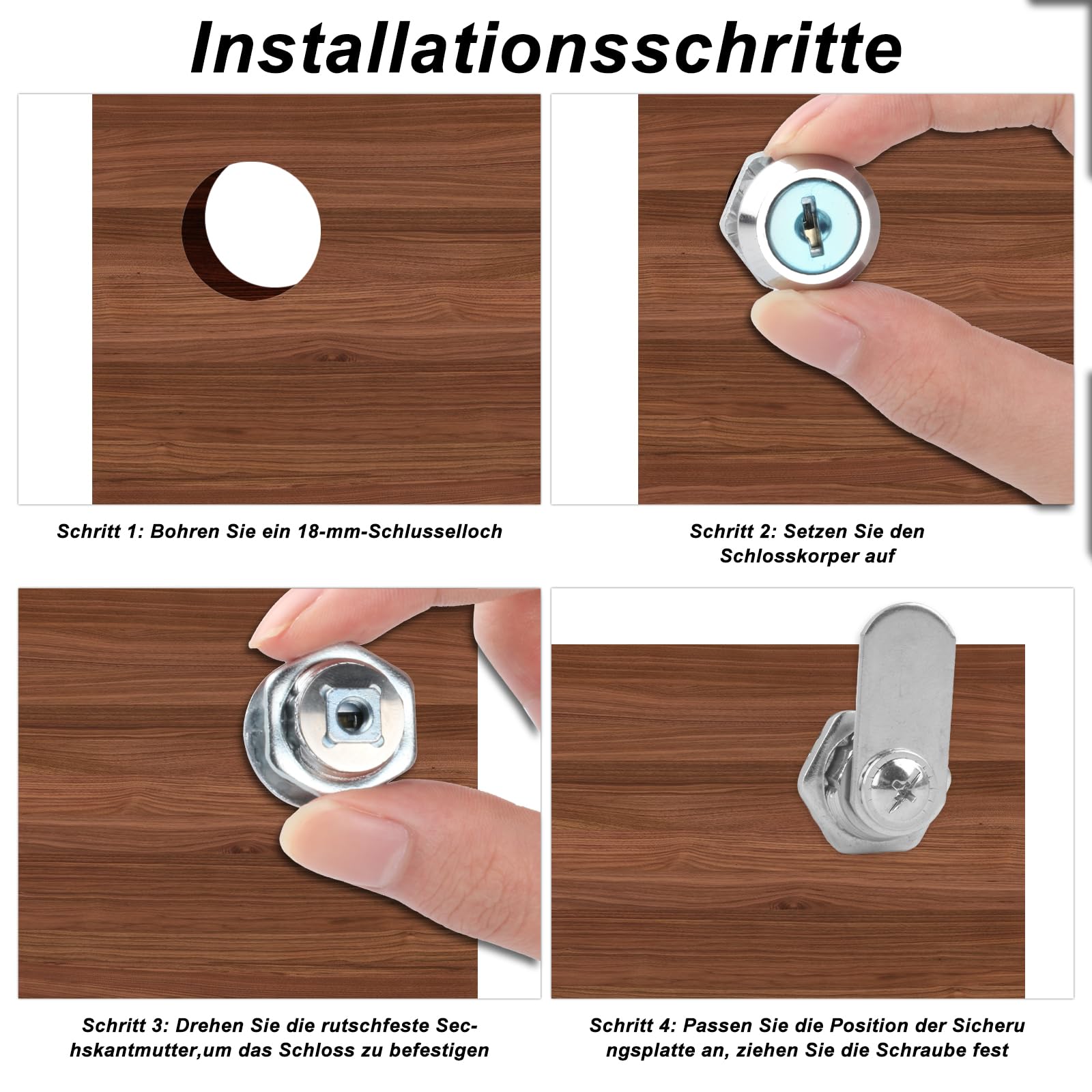 Briefkastenschlösser, 16 mm, Silber, Nockenschloss, Hebelschloss, gleichschließend, bügellos, Briefkastenschlösser für Zuhause, Büro, Fahrzeuge, Outdoor-Ausrüstung, Aufbewahrungseinheiten, 4