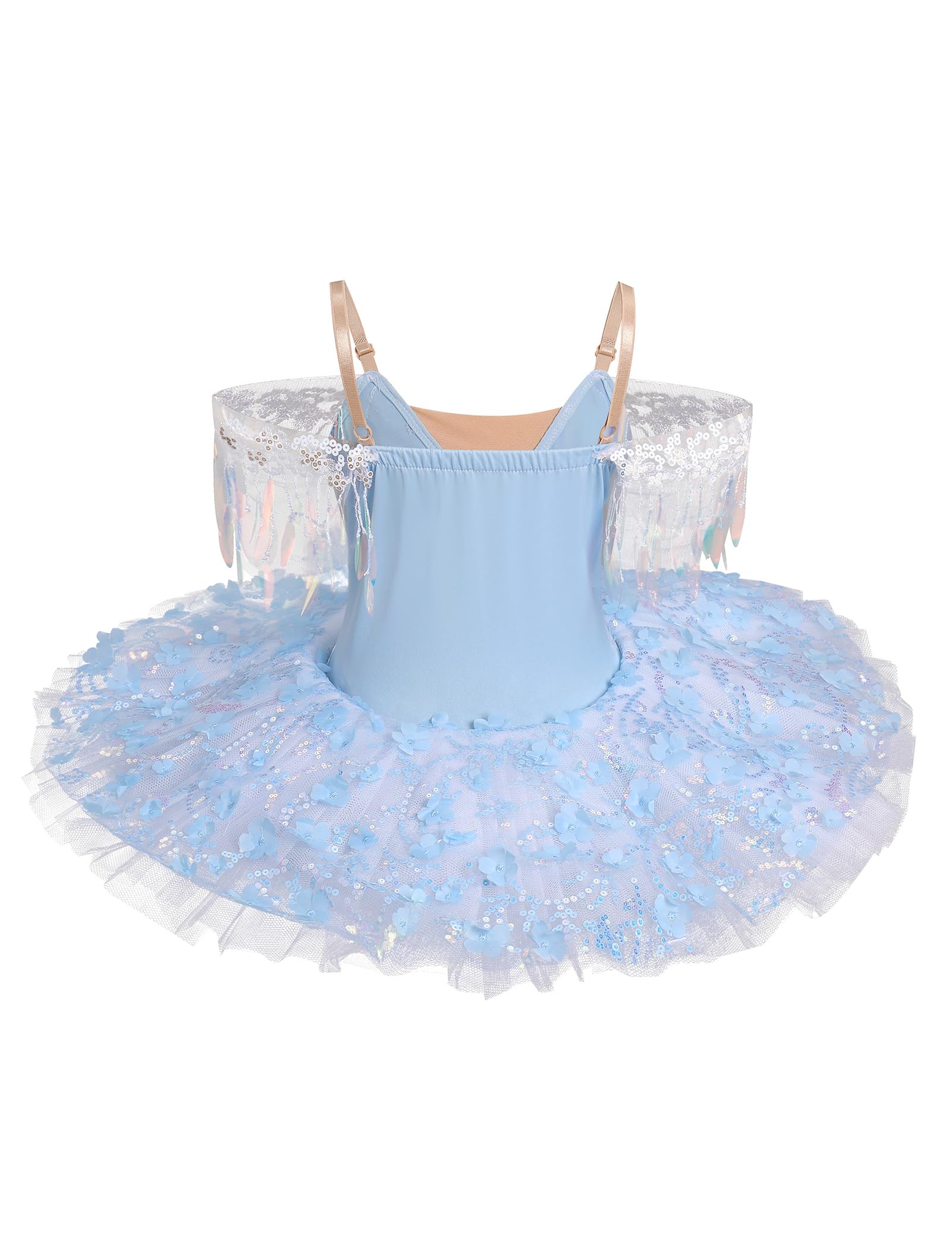 Vêtements de ballet filles 3-14 ans pour la danse : tulle à paillettes robe de ballet avec bretelles réglables - robe de danse pour enfants pour ballet, patinage artistique