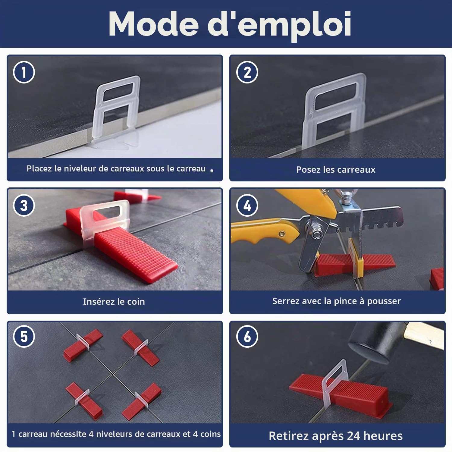 1000 Pièces Croisillon Carrelage Autonivelant Kit Système de Nivellement de Carrelage de 2mm Carrelage Croisillon Autonivelant pour Carrelage Carrelage Sol Carreaux de Mur