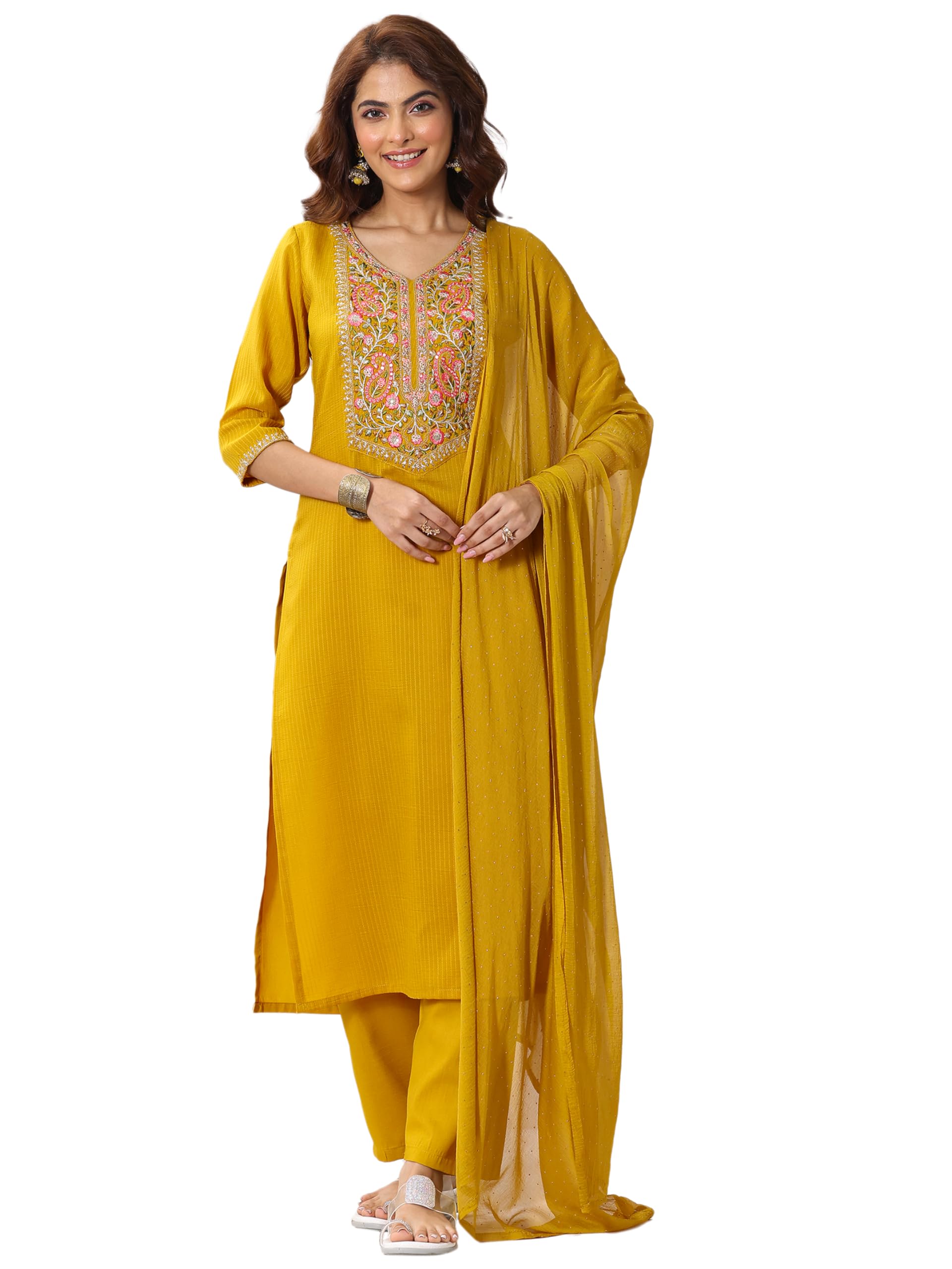 Gerua By Libas Embellished Silk blend Straight Kurta set for Women (GS1091RXXL)-picture-27