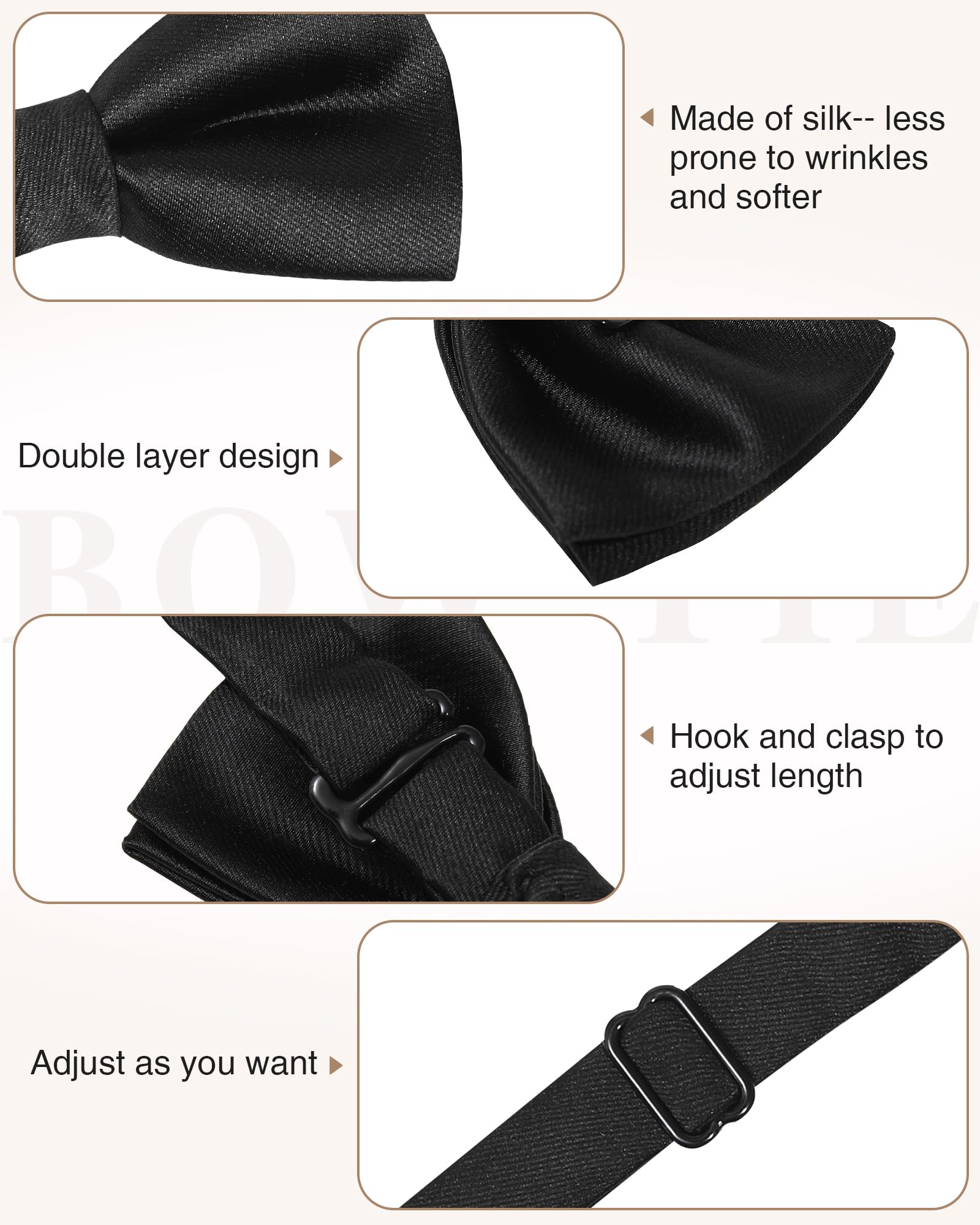 Kajeer Enfant Noeud Papillon Bow Ties - Réglable Pure Soie Necktie