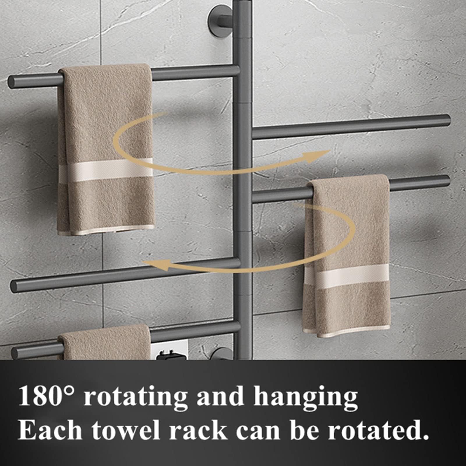LONGTEAMOON Calentador de Toallas para baño, toallero calefactado con Temporizador, toallero eléctrico con pulverización de Polvo seco, Calentador de Toallas con diseño enchufable montado en,White