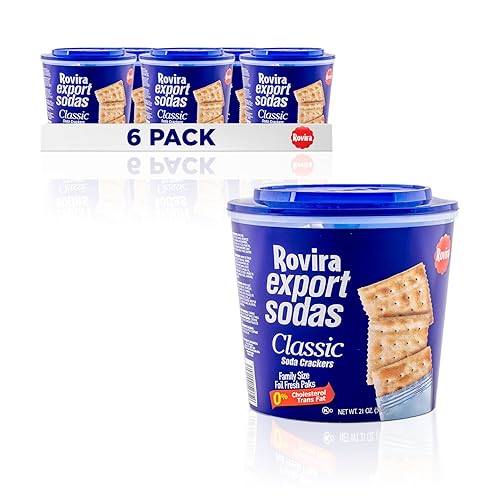 Rovira Export Soda Crackers, cubo de 21 onzas (paquete de 6), un aperitivo perfecto, ideal con salsa de atún o las conservas de guayaba de conchita