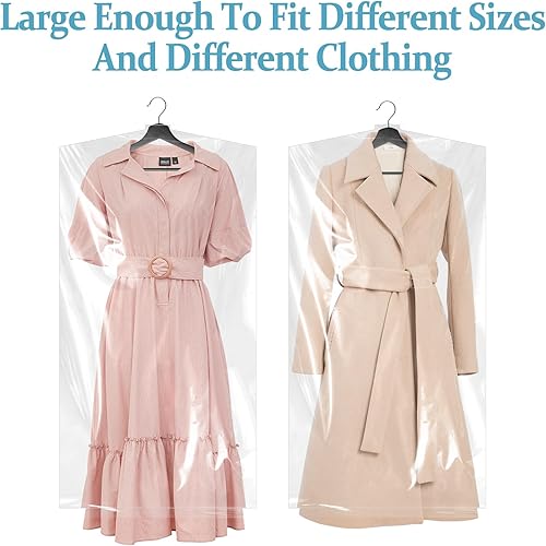 Miniatura 6 de 100 bolsas de limpieza en seco para ropa, bolsas transparentes de limpieza en seco de 23 x 59 pulgadas, bolsas de plástico para ropa, fundas