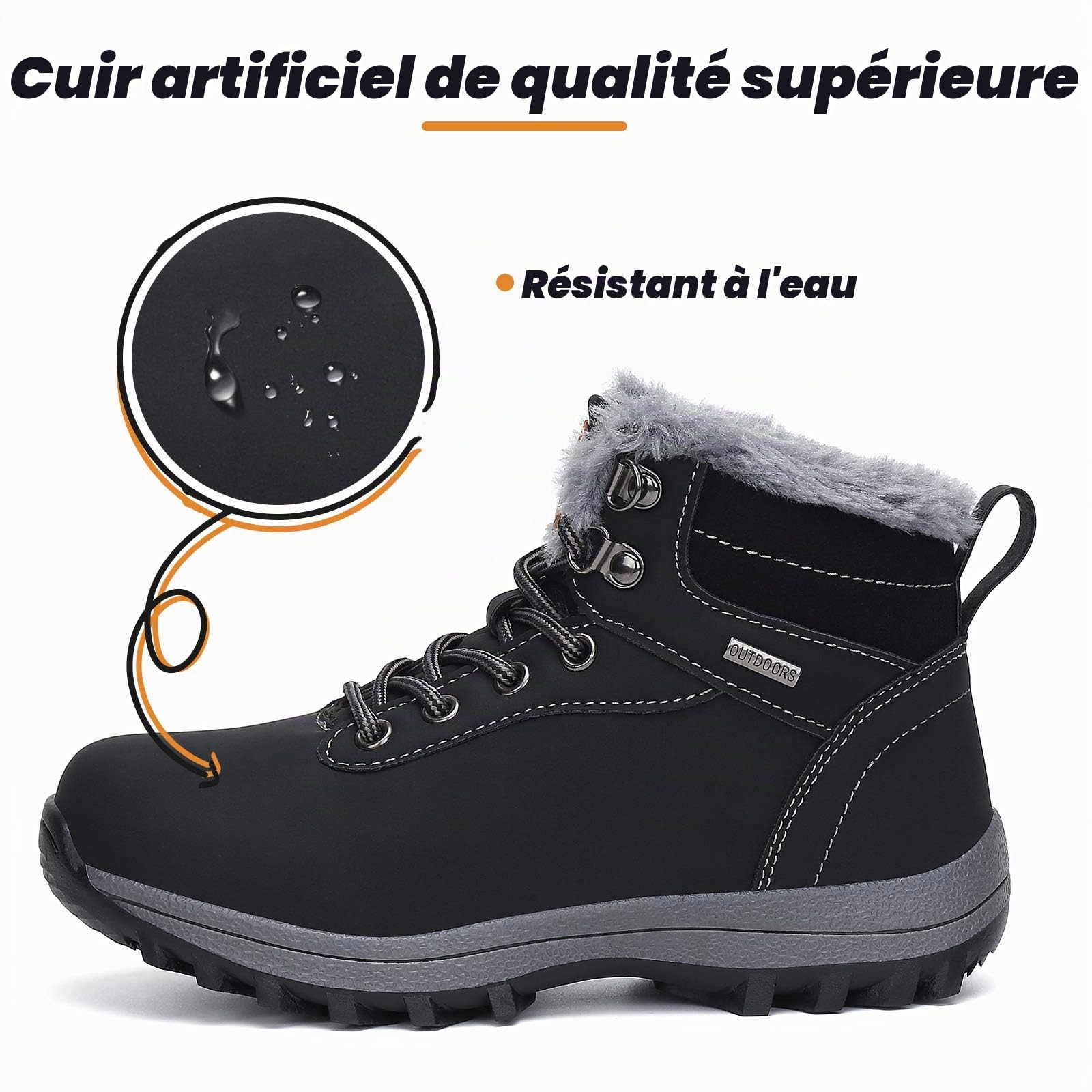 Mishansha Enfant Bottes d'hiver Doublure Chaude Gr.24-36 | Garçon, Fille, Antidérapante, Trekking, Confortables, Camping, Outdoor, Bottes de Neige