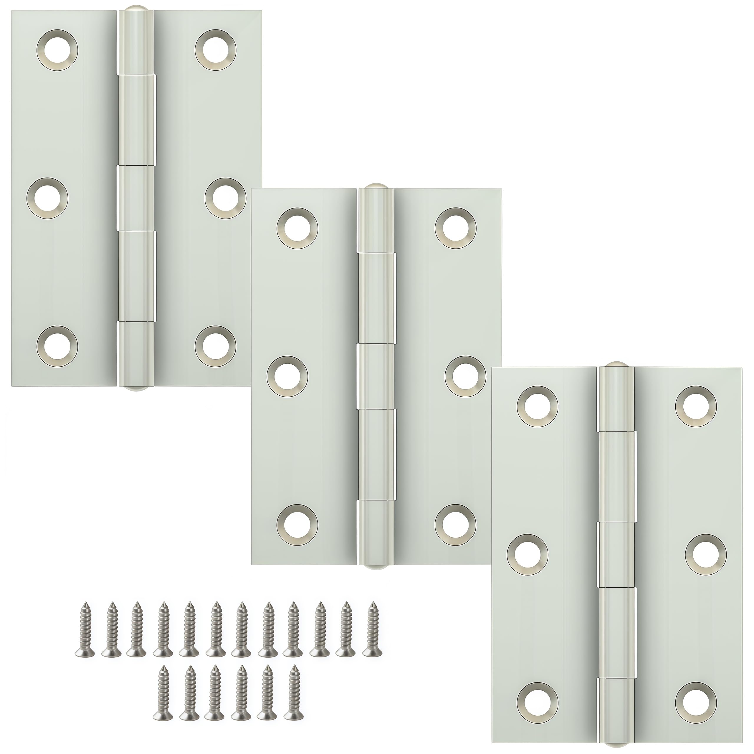Vbnexyr Regular Hinges 3 Pack Stainless Steel Folding Hinges Cabinet Hinges Door And Window Hardware Accessories With Screws 75 * 50 * 1.8Mm