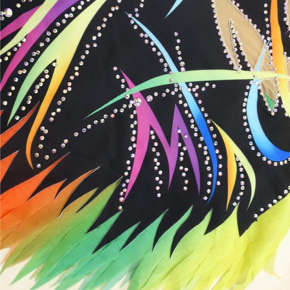 LIUHUO Girls Rhythmic Gymnastics Leotards Black Soft Comfortable Lycra Dress Artistic