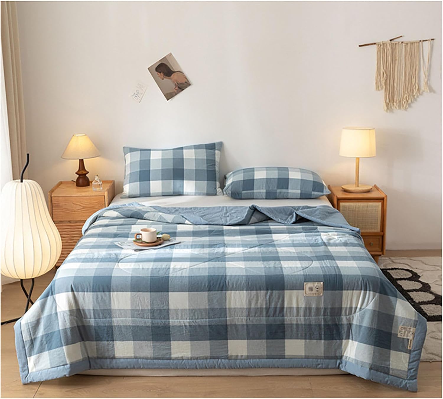 Couette d'été légère grand lit en coton lavé respirant pour adulte