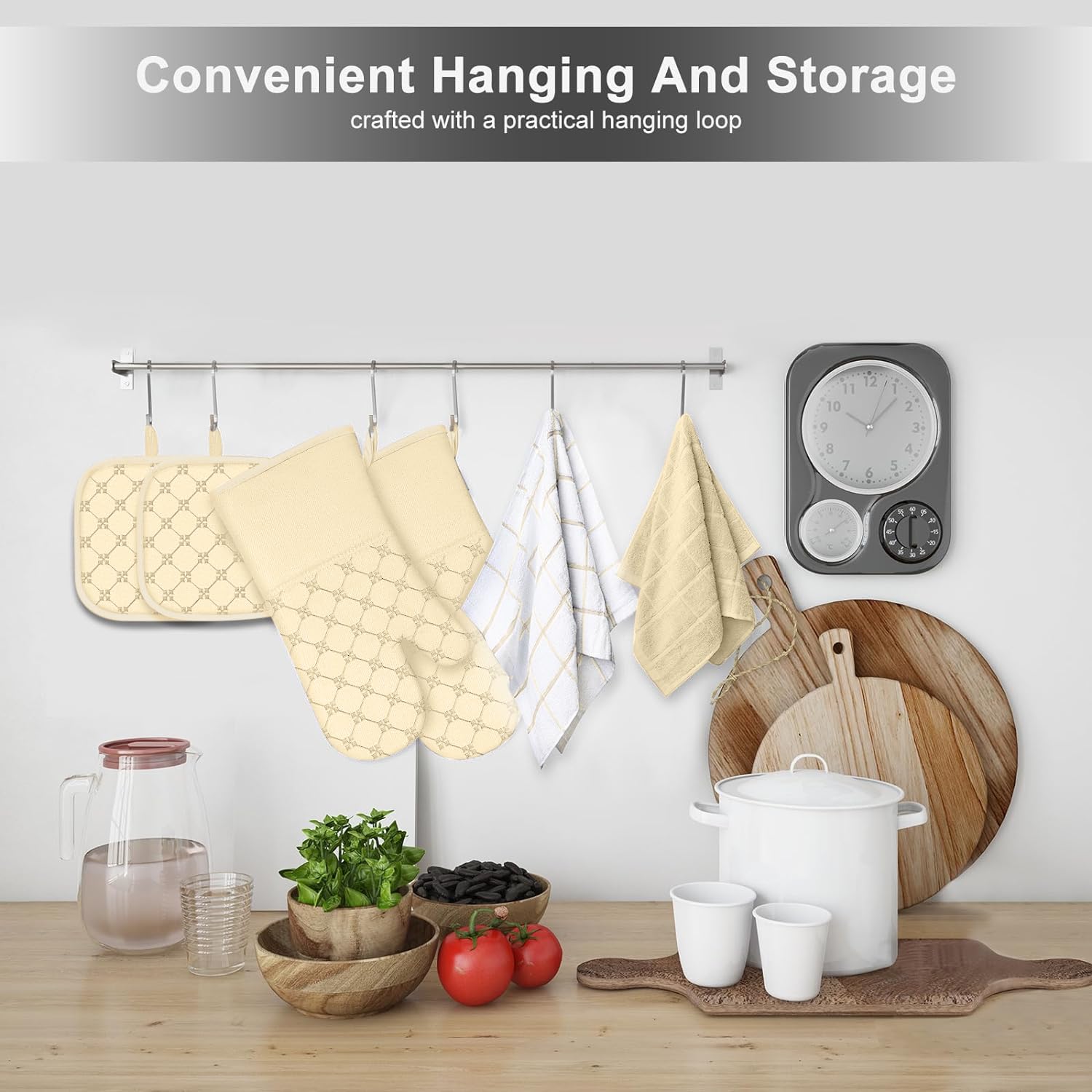 Juego de 12 manoplas de horno, paños de cocina con soportes para ollas, juegos de toallas de cocina, guantes de horno, almohadillas para ollas, resistentes al calor, 500 grados, con superficie de
