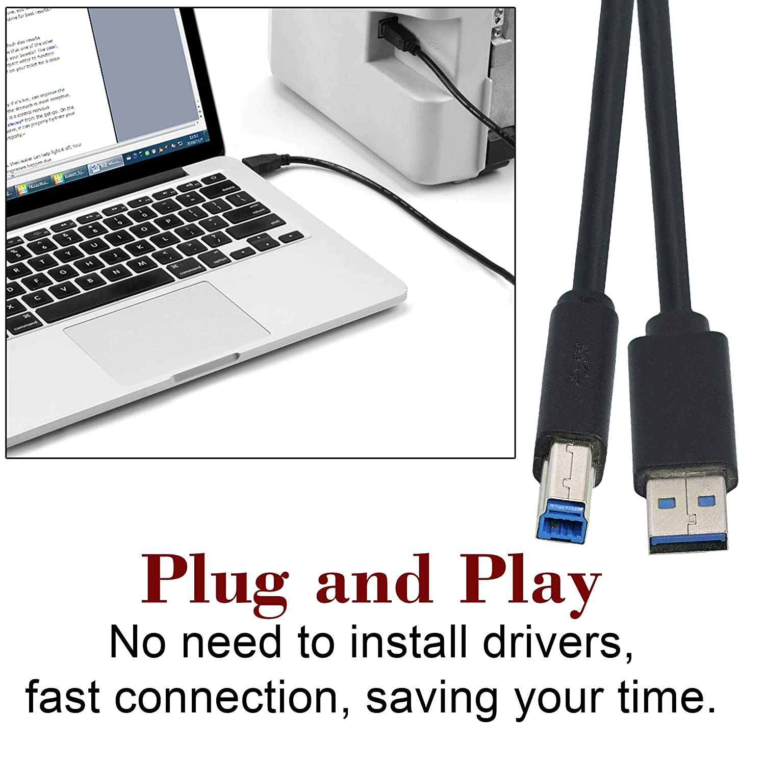 CARE CASE USB 3.0 Printer Cable - 9 Feet -4