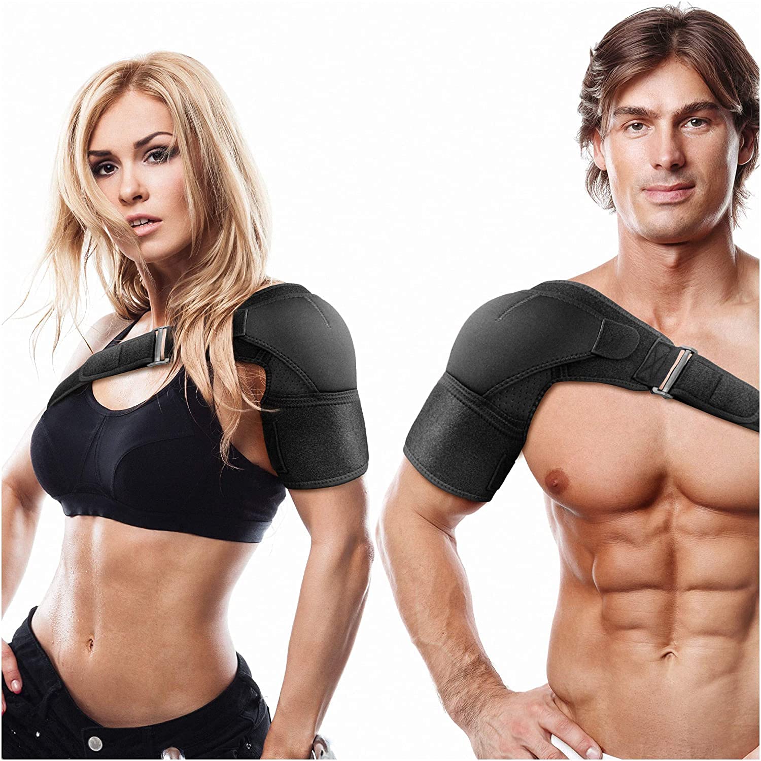 POAGL Shoulder Brace for Both Left and Right Arm Women Men | Pain Relief Support Compression Torn AC Joint Tendonitis Bursitis Stability Strap Dislocated Subluxation Neck Stabilizer Tendinitis : Health & Household